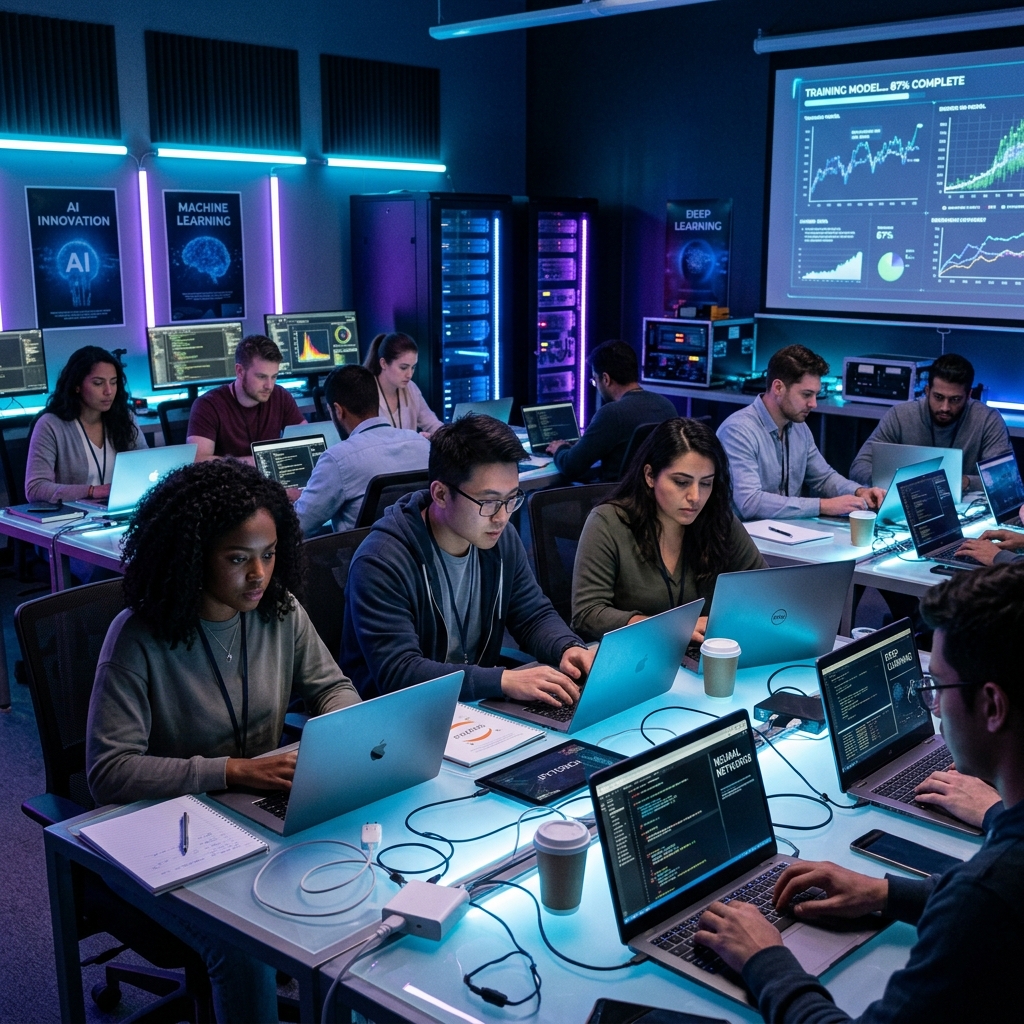 Estudiantes practicando Inteligencia Artificial